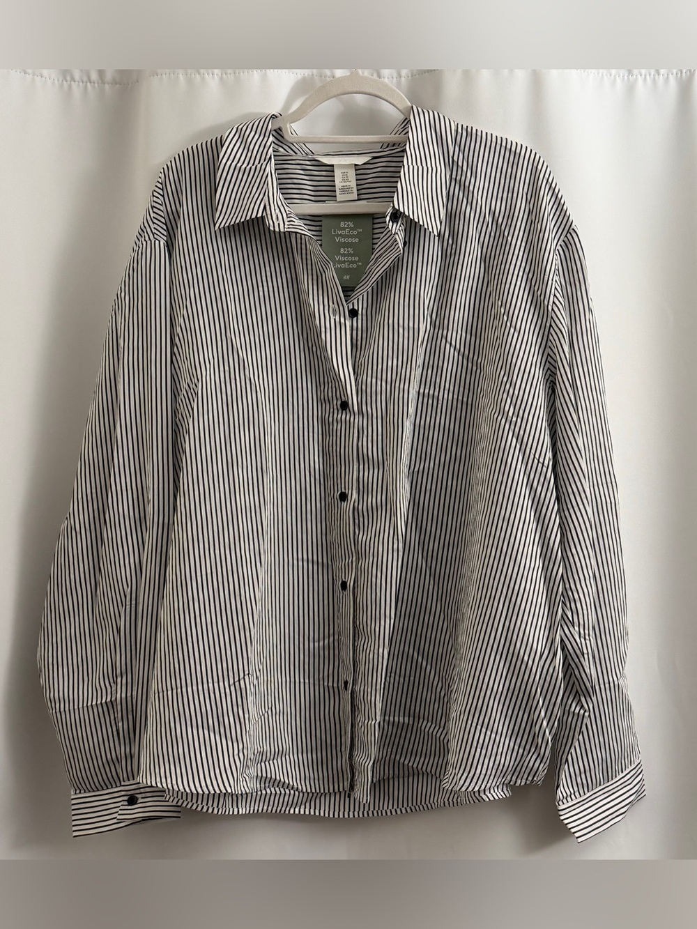 H&M Black and White Striped Button-Up Shirt